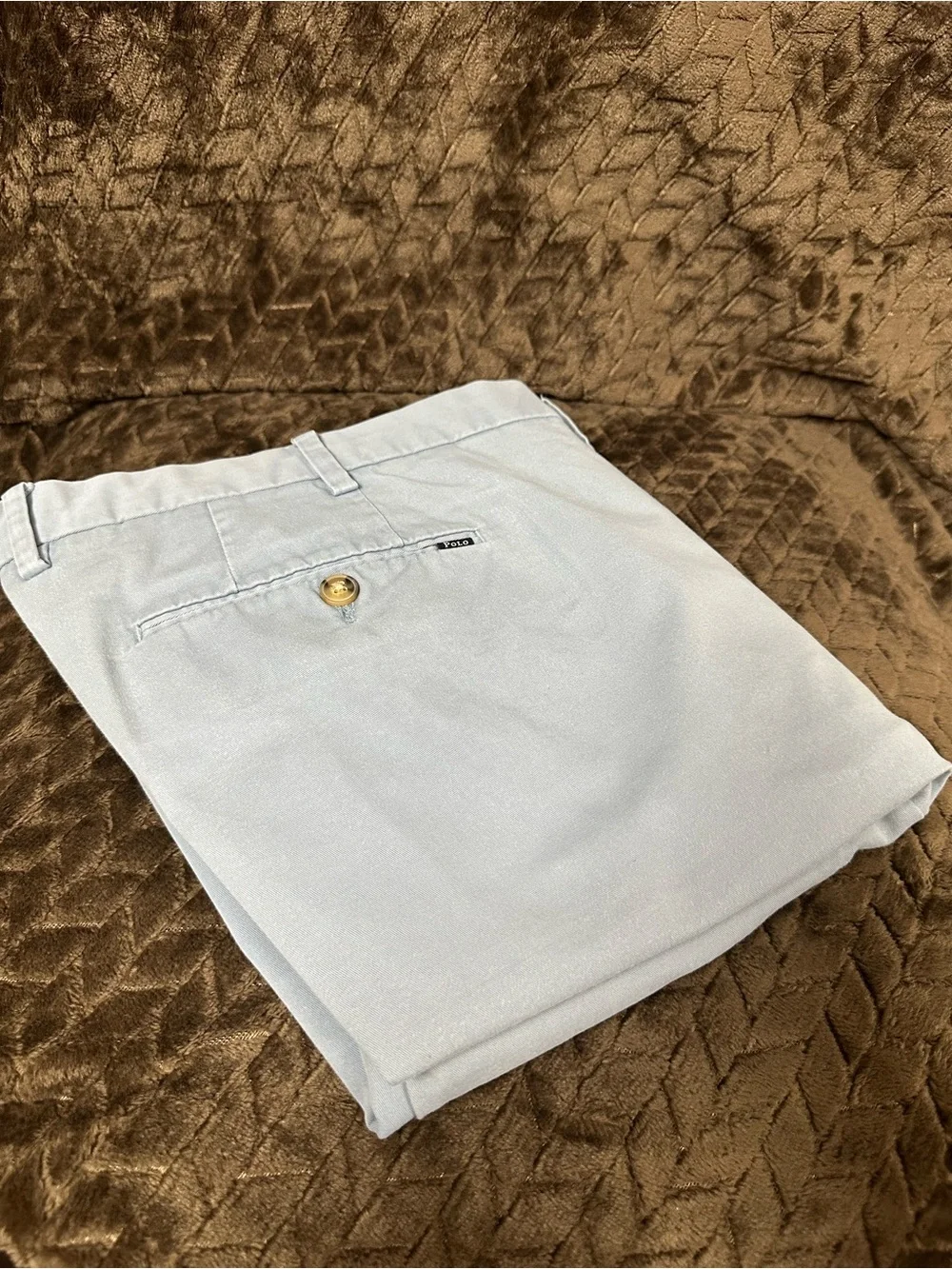 Polo by Ralph Lauren Light Blue Flat-Front Chino Men’s Shorts
